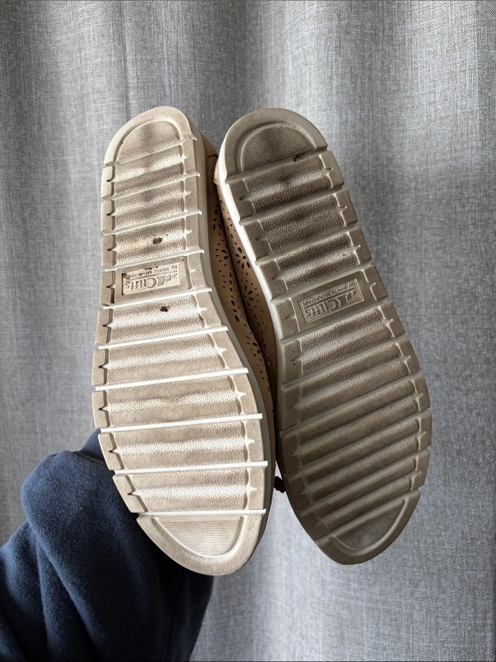 Cliffs by WHITE MOUNTAIN Tan Laser-Cut Ballet Flats with Bow Trim